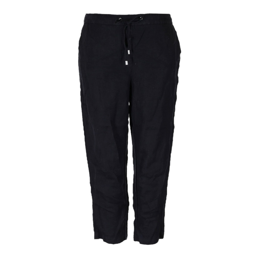 Chico’s Lounge Pants Size 16 Black 100% Linen Boyfriend Loungewear Relaxed Fit